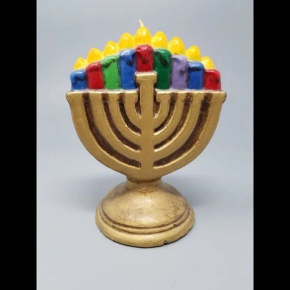 NEW Vtg 80/90s Hanukkah Menorah Colorful Molded Shape Candle